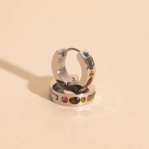 Gemstone Chunky Huggie Hoop Earrings