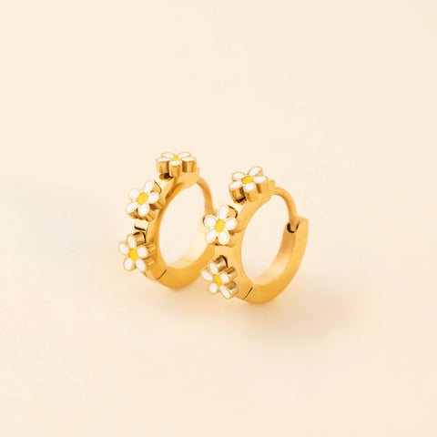Daisy 3D Huggie Hoop Earrings