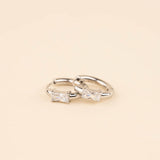 Titanium Baguette Crystal Rounded Huggie Hoop Earrings