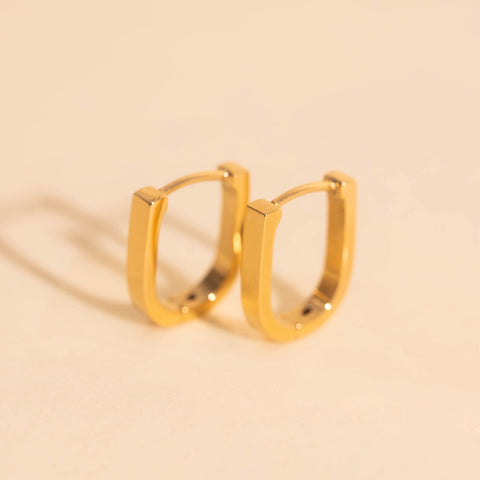 Titanium Smooth Stirrup Chunky Huggie Hoop Earrings