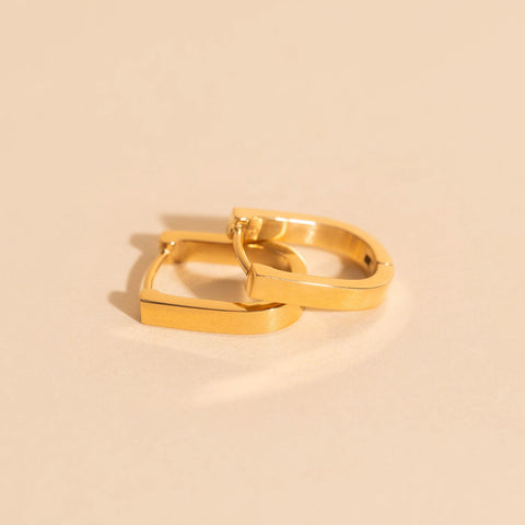 Titanium Smooth Stirrup Chunky Huggie Hoop Earrings