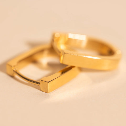 Titanium Smooth Stirrup Chunky Huggie Hoop Earrings