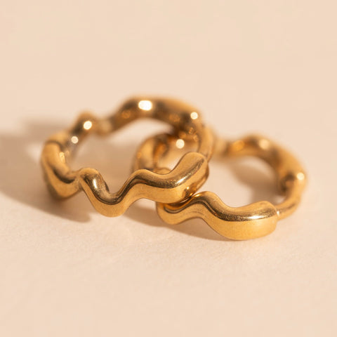 Squiggly Rounded Huggie Hoop Earrings