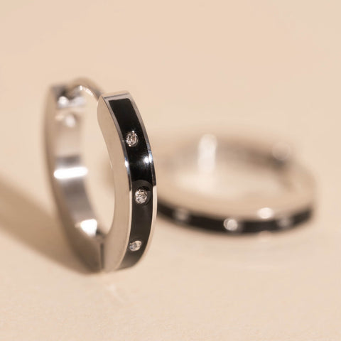 Enamel Crystal Huggie Hoop Earrings