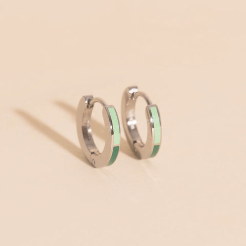 Split Color Huggie Hoop Earrings