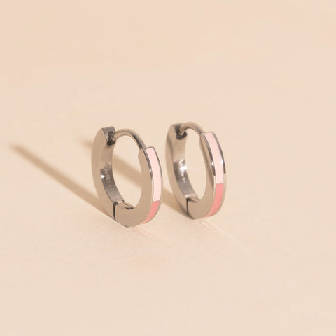 Split Color Huggie Hoop Earrings