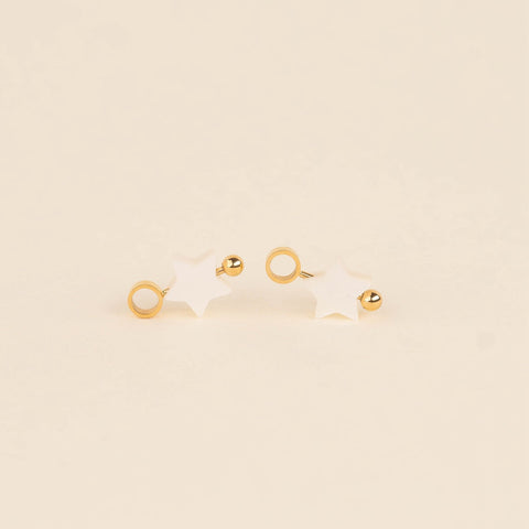 Iridescent Bead Star Huggie Hoop Charms