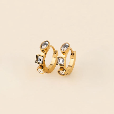 Crystal 3D Huggie Hoop Earrings