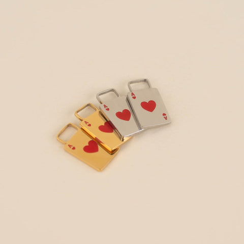 Ace of Hearts Chunky Huggie Hoop Charms