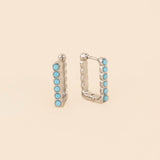 Turquoise Rectangle Huggie Hoop Earrings