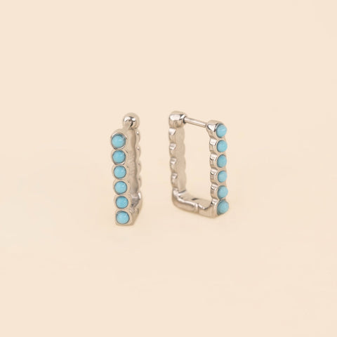 Turquoise Rectangle Huggie Hoop Earrings