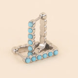 Turquoise Rectangle Huggie Hoop Earrings