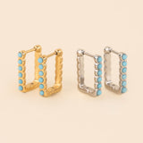 Turquoise Rectangle Huggie Hoop Earrings