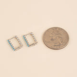 Turquoise Rectangle Huggie Hoop Earrings