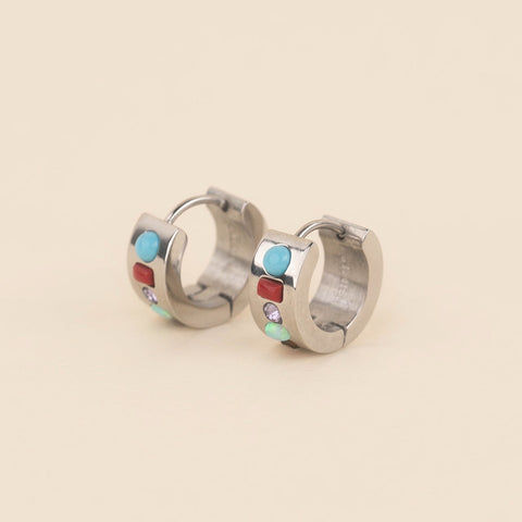Gemstone Super Chunky Huggie Hoop Earrings