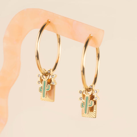Cactus Huggie Hoop Charms