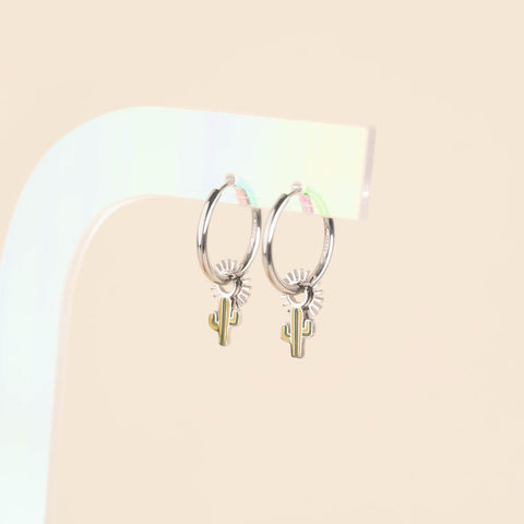 Cactus Huggie Hoop Charms