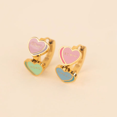 Conversation Heart 3D Huggie Hoop Earrings