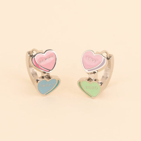 Conversation Heart 3D Huggie Hoop Earrings