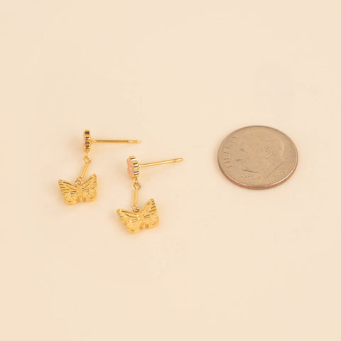Spring Butterfly Dangle Stud Earrings