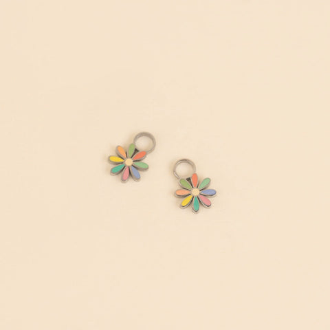 Rainbow Daisy Huggie Hoop Charms
