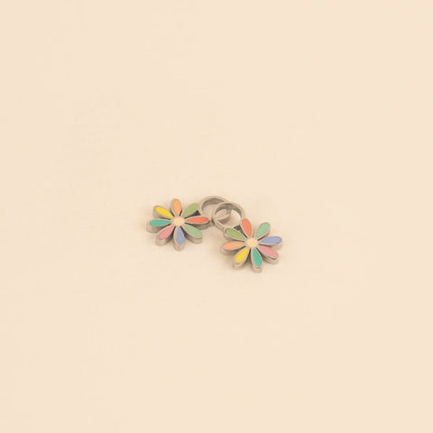 Rainbow Daisy Huggie Hoop Charms