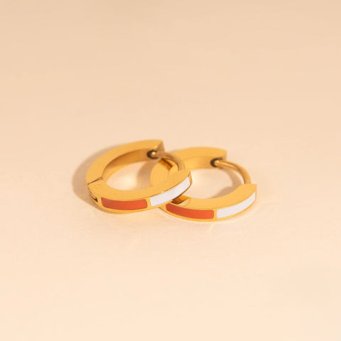 Split Color Huggie Hoop Earrings