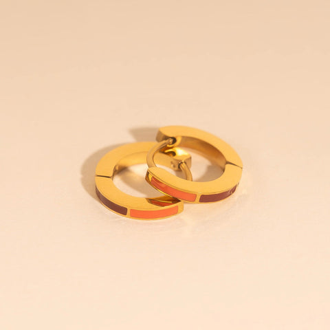 Split Color Huggie Hoop Earrings
