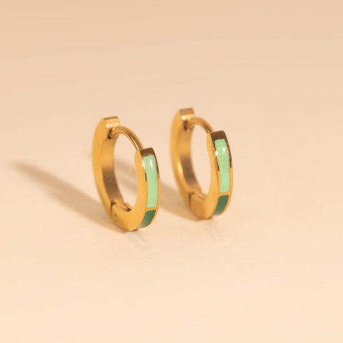 Split Color Huggie Hoop Earrings