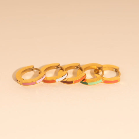 Split Color Huggie Hoop Earrings
