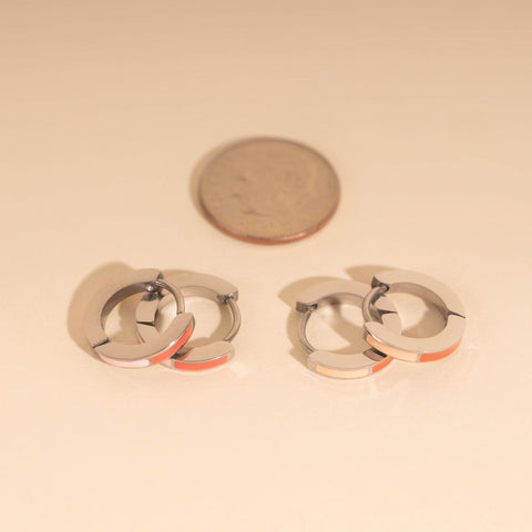 Split Color Huggie Hoop Earrings