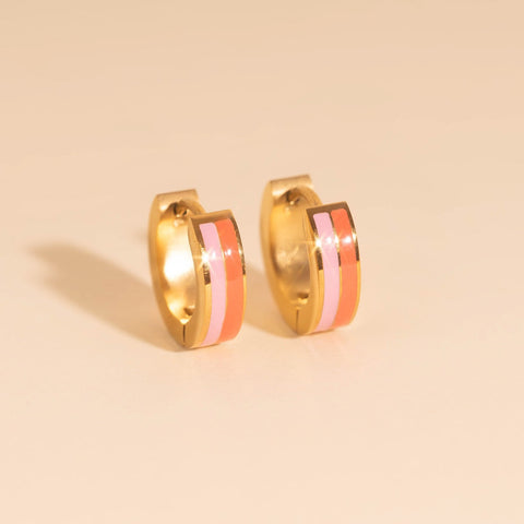 Striped Chunky Huggie Hoop Earrings
