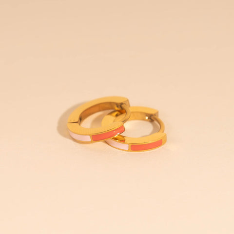 Split Color Huggie Hoop Earrings