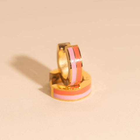 Striped Chunky Huggie Hoop Earrings