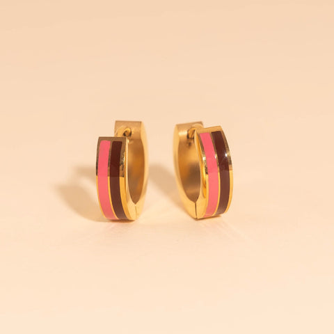 Striped Chunky Huggie Hoop Earrings