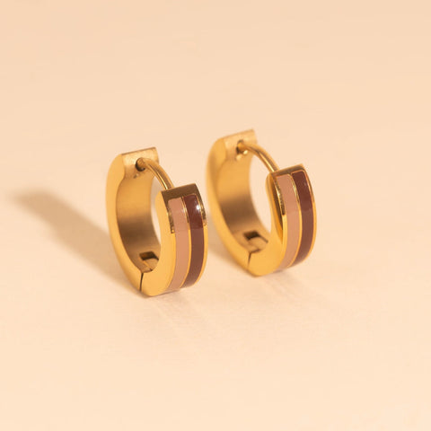 Striped Chunky Huggie Hoop Earrings