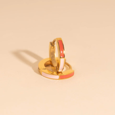 Split Color Huggie Hoop Earrings