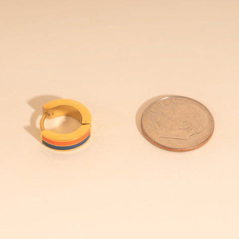 Striped Chunky Huggie Hoop Earrings