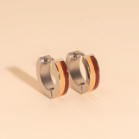 Striped Chunky Huggie Hoop Earrings