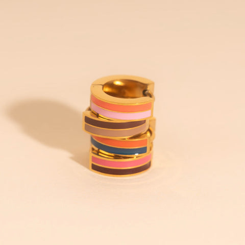 Striped Chunky Huggie Hoop Earrings