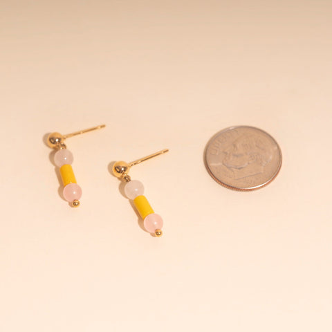 Spring Bead Drop Stud Earrings