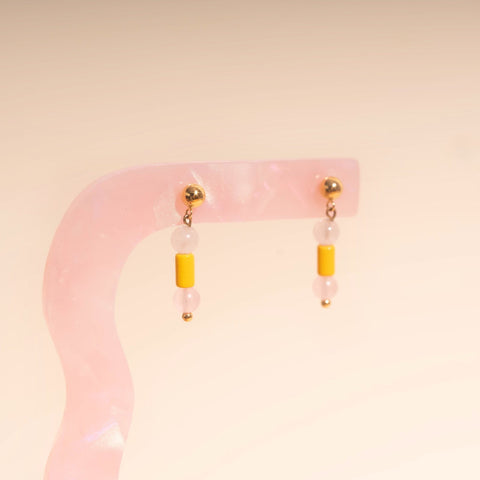 Spring Bead Drop Stud Earrings
