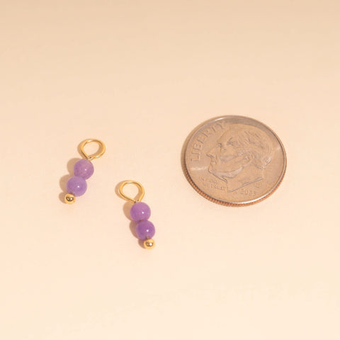 Lavender Bead Drop Huggie Hoop Charms