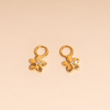 Plumeria Flower Huggie Hoop Charms