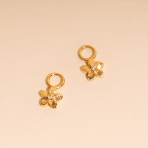 Plumeria Flower Huggie Hoop Charms