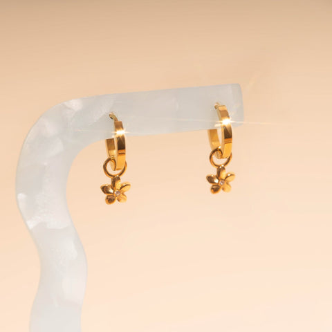 Plumeria Flower Huggie Hoop Charms