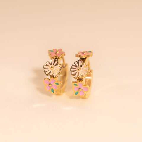 Bloom Trio 3D Huggie Hoop Earrings