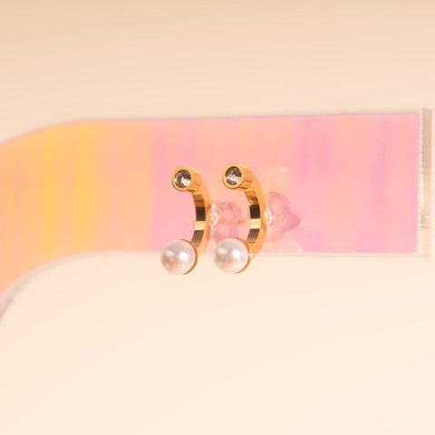 Arc and Pearl Stud Earrings
