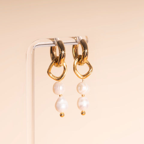 Ripple Pearl Huggie Hoop Charms