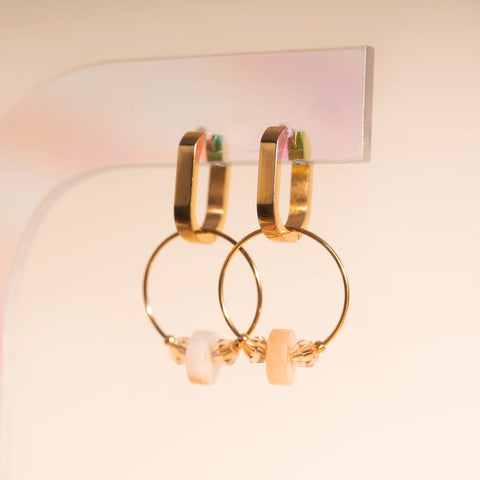 Blush Trio Huggie Hoop Charms